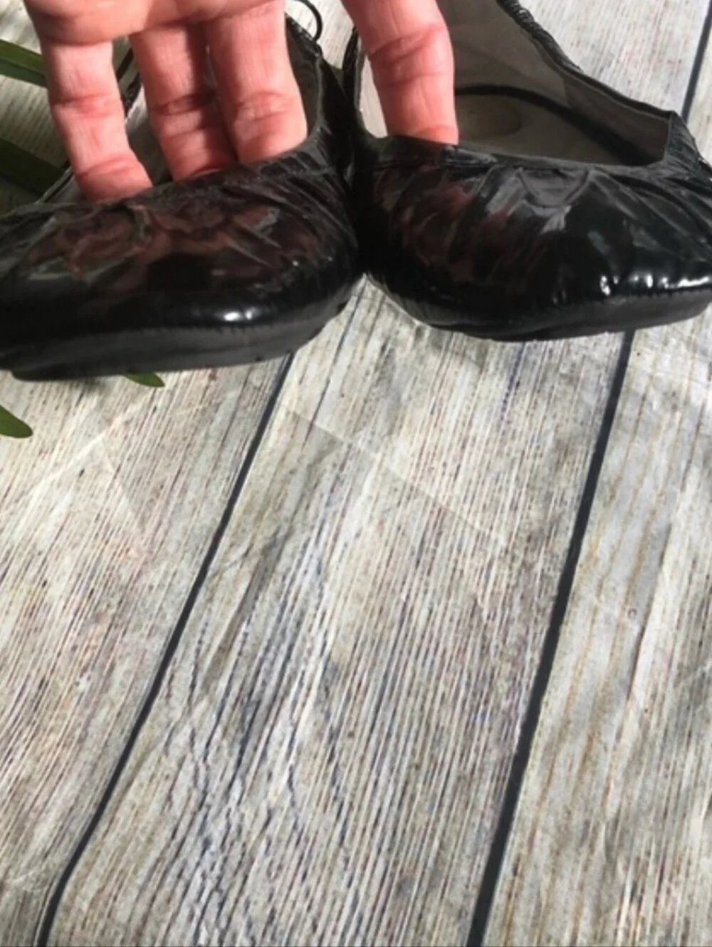 ME TOO Laurel Black Patent Leather Ballerina Flats Flexible Round Toe Size 8.5